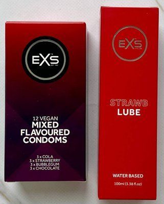 Набір EXS Mixed Flavoured 12 шт + Лубрикант EXS Strawberry Lube Water Based 100 мл SOS3233 фото