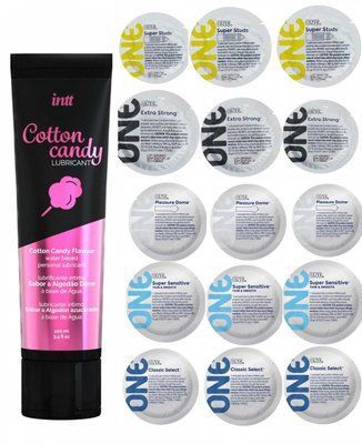 Комплект: Лубрикант Intt Cotton Candy (100мл) + 15 шт. ONE SOS11243 фото