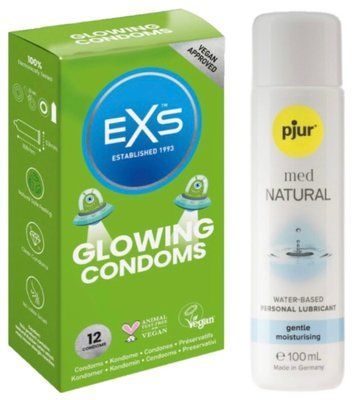 Комплект EXS Glowing 12 шт + Pjur MED Natural Glide 100 мл SOS13601 фото