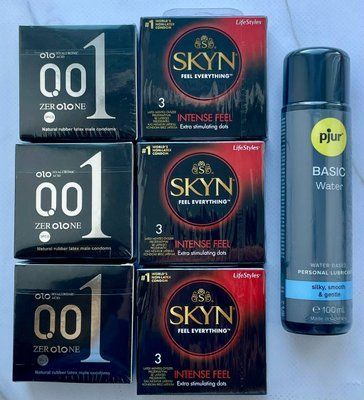 Набір 18 шт OLO Feeling Ultrathin 001 + Skyn Intense Feel + Лубрикант pjur Basic Waterbased, 100 мл SOS3782 фото