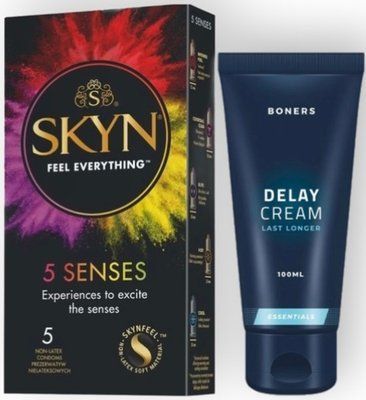 Набір з SKYN 5 Senses + Пролонгатор Boners Delay Cream SOS8830 фото