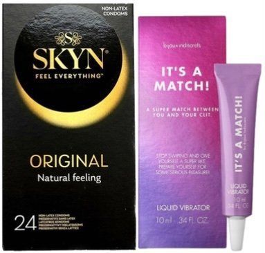 Набор из SKYN ORIGINAL 24 шт + Жидкий вибратор Bijoux Indiscrets Clitherapy Liquid Vibrator &ndash; IT'S A MATCH SOS9990 фото
