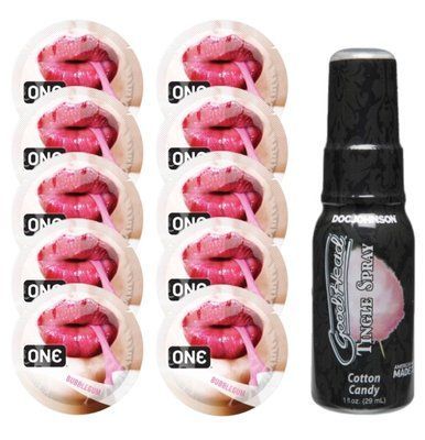 Комплект ONE Bubblegum 10 шт + Doc Johnson GoodHead Tingle Spray Cotton Candy (29 мл) SOS13902 фото