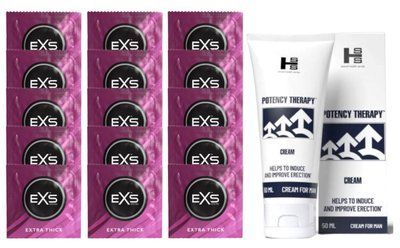 Комплект EXS Extra Thick 15 шт + Potency Therapy Cream 50 мл SOS14744 фото