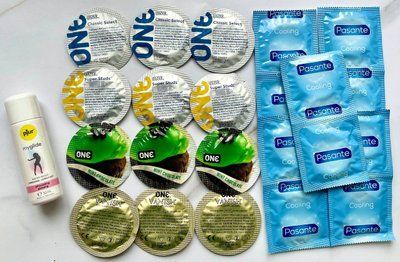 Набор 22 шт ONE Classic, Vanish, Flavor Waves , Super Studs - Pasante Cooling + pjur my glide 30 мл  SOS1781 фото