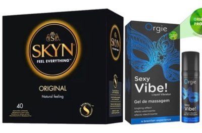 SKYN ORIGINAL 40 шт + SEXY VIBE для чутливих, 15 мл ORGIE SOS7085 фото