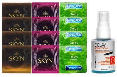 Комплект: Пролонгатор LOVELY LOVERS DELAY SPRAY 50 ML + 8 шт SKYN + 4 шт Pasante Delay SOS10844 фото