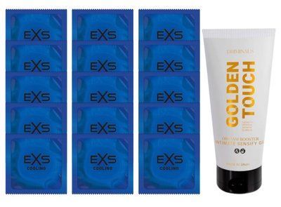 Комплект EXS Cooling 15 шт + Driminals Golden Touch Orgasm Booster 30 мл SOS14553 фото