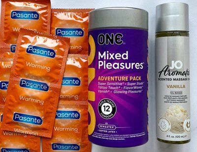 Комплект 22 шт ONE Mixed Pleasures + Pasante Warming + System JO Aromatix Vanilla 120 мл SOS1681 фото