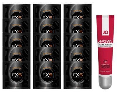 Комплект EXS Black Latex 15 шт + JO Atomic Warming Clitoral Gel (10 мл) SOS14650 фото