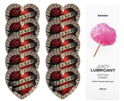 Комплект Pasante Heart 10шт. + Лубрикант Satisfyer Juicy Lubricant Cotton Candy 300 мл SOS11549 фото