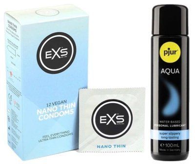 Набір EXS NANO Thin (12 шт) + pjur Aqua 100 мл SOS13501 фото