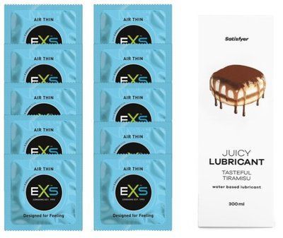 Набір: EXS Air Thin 10 шт. + Лубрикант Satisfyer Tasteful Tiramisu 300 мл SOS11193 фото