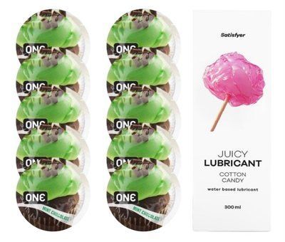 Комплект ONE Mint Chocolate 10 шт. + Лубрикант Satisfyer Juicy Lubricant Cotton Candy (300 мл) SOS12399 фото