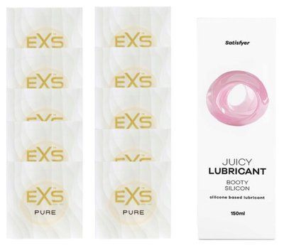 Комплект: з EXS Pure 10 шт + Лубрикант Satisfyer Juicy Booty silicone based 150 мл SOS11294 фото