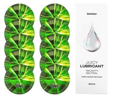 Комплект One Glowing 10 шт. + Лубрикант Satisfyer Juicy Lubricant Naughty Neutral (300 мл) SOS12199 фото