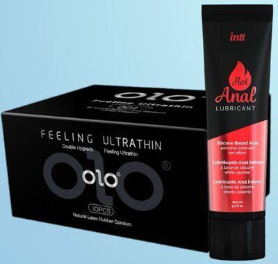 Набір OLO - ультратонкі -001 ( 10 штук) + Лубрикант Intt Hot Anal (100 мл) SOS4493 фото