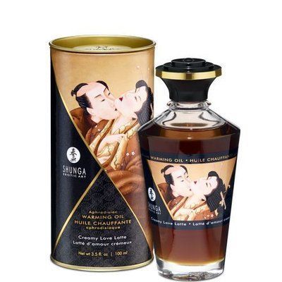 Розігрівальна олія Shunga Aphrodisiac Warming Oil &ndash; Creamy Love Latte (100 мл) без цукру, смачна SO2500 фото