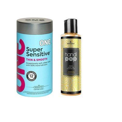 ONE Super Sensitive Pack 12 шт.+ гель Sensuva - Handipop Mango Smoothie (125 мл) SOS6507 фото
