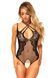 Тедди с открытым доступом Leg Avenue Net lace crotchless teddy One size Black, шнуровка на спине SO8608 фото 3