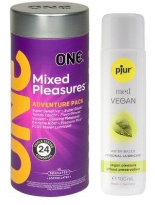 Комплект ONE Mixed Pleasures 24 шт + Pjur MED Vegan Glide 100 мл SOS12984 фото
