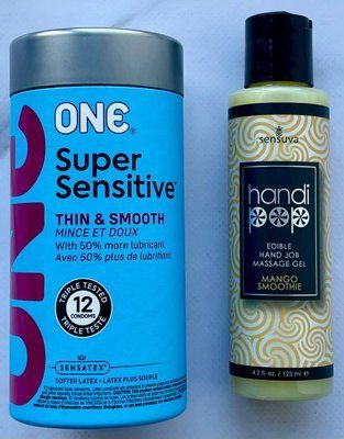Набор ONE Super Sensitive 12 штук - Лубрикант вкусовой Sensuva Handipop Mango Smoothie (125 мл) SOS3365 фото