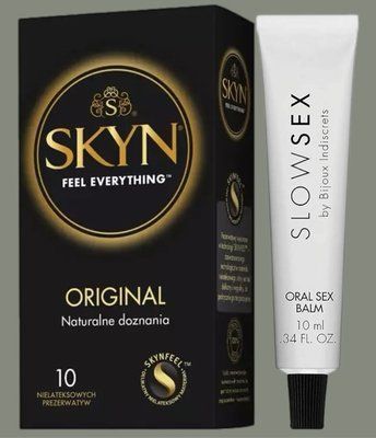 Комплект SKYN Original 10 шт + Стимулювальний бальзам для мінету Bijoux Indiscrets Slow Sex Oral sex balm SOS5731 фото