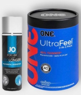 ONE Ultra Feel 40 шт - Пролонгатор JO Prolonger Spray with Benzocaine (60 мл) SOS6087 фото