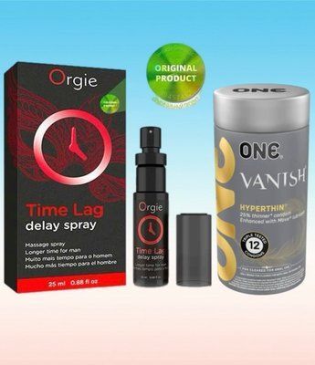 Пролонгатор для чоловіків Time Lag, 25 мл. ORGIE + Набір 12 шт ONE Vanish ультратонкі SOS6667 фото