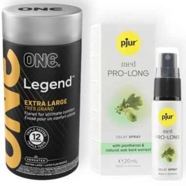 Набор из 12 шт ONE Legend Extra Large + Пролонгатор pjur MED Prolong Spray 20 мл SOS9063 фото