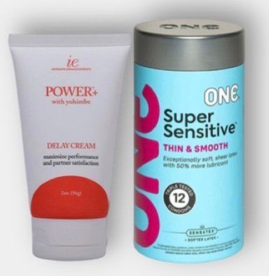 ONE Super Sensitive 12 шт - Пролонгатор Doc Johnson Power Delay Cream 56 г SOS6287 фото