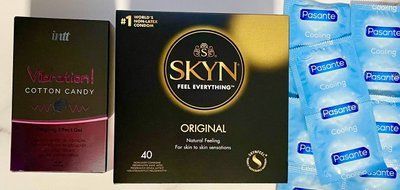 Набір 50 шт SKYN ORIGINAL - Pasante Cooling + Рідкий вібратор Intt Vibration Cotton Candy (15 мл) SOS1514 фото