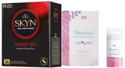 Набор из SKYN Intense Feel (36 шт) + Жидкий вибратор Intt Vibration Cotton Candy (15 мл) SOS9823 фото
