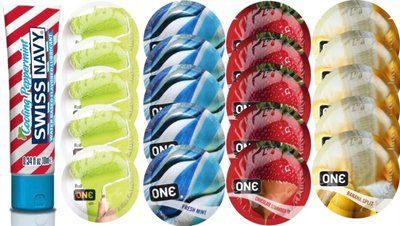 Набор из SwissNavy CoolingPeppermint 10мл + ONE Color + ONE Mint + ONEChocolateStrawberry + ONEBanana SOS8663 фото