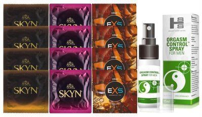 Комплект: Пролонгатор SHS Orgasm Control Spray 15 мл + 8 шт. SKYN + 4 шт. EXS Crazy Cola SOS10927 фото