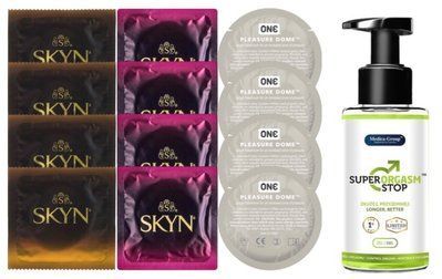 Комплект: Пролонгатор Super Orgasm Stop Гель (150 мл) + 8 шт. SKYN + 4 шт 𝐎𝐍𝐄 𝐏𝐥𝐞𝐚𝐬𝐮𝐫𝐞 𝐃𝐨𝐦𝐞 SOS10777 фото