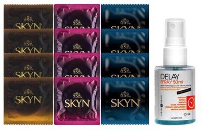 Комплект: Пролонгатор LOVELY LOVERS DELAY SPRAY 50 ML + 8 шт. SKYN + 4 шт. SKYN Extra Lube SOS10877 фото