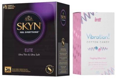 Набор из SKYN Elite 36 шт. + Жидкий вибратор Intt Vibration Cotton Candy (15 мл) SOS10223 фото