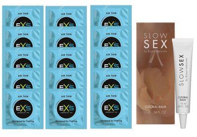 Комплект EXS Air Thin 15 шт + Bijoux Indiscrets Slow Sex Clitoral Balm SOS14816 фото