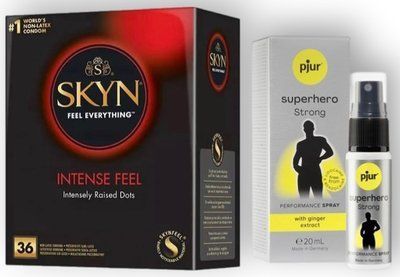 Набор из SKYN Intense Feel (36 шт) + Пролонгатор pjur Superhero Strong Spray 20 мл SOS8963 фото