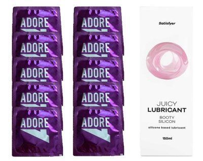 Набір: Pasante Adore 10 шт. + Лубрикант Satisfyer Booty Silicon (150 мл) SOS12082 фото