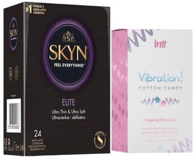 Набір з SKYN Elite (24 шт) + Рідкий вібратор Intt Vibration Cotton Candy (15 мл) SOS10123 фото