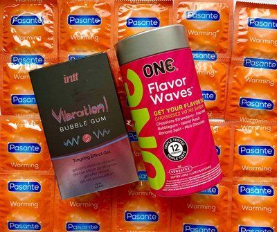 Набор 24 шт ONE Flavor Waves &ndash; Pasante Warming + Жидкий вибратор Intt Vibration Bubble Gum (15 мл) SOS1564 фото
