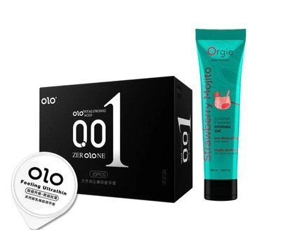 Набір : OLO Feeling Ultrathin &mdash; 10 шт та Лубрикант Orgie Полуничний мохіто &mdash; 100 мл SOS919 фото