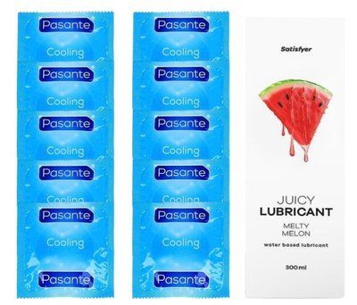 Комплект Pasante Cooling 10шт. + Лубрикант Satisfyer Juicy Lubricant Melty Melon 300 мл SOS11582 фото