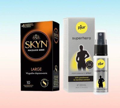 SKyn Large 10 шт та спрей pjur Superhero 20 ml SOS6336 фото