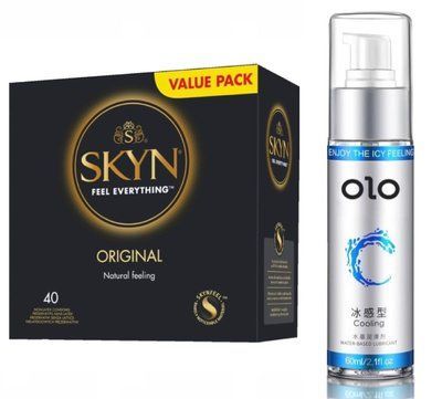 Набір SKYN ORIGINAL 40 шт та Лубрикант OLO охолоджуючий 60 мл SOS126 фото