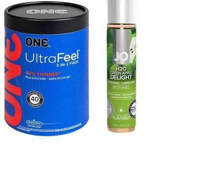 ONE UltraFeel 2-в-1. 40 шт+ Лубрикант на водній основі System JO H2O &mdash; Green Apple (30 мл) SOS6442 фото