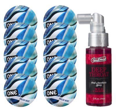 Комплект ONE Fresh Mint 10 шт + Doc Johnson &ndash; Wild Cherry, 59 мл SOS13784 фото