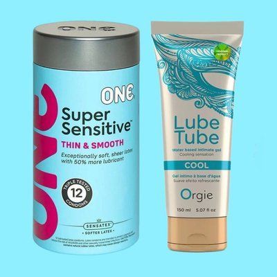 Набір ONE Super Sensitive 12 шт + LUBE TUBE COOL, 150 мл ORGIE SOS4414 фото